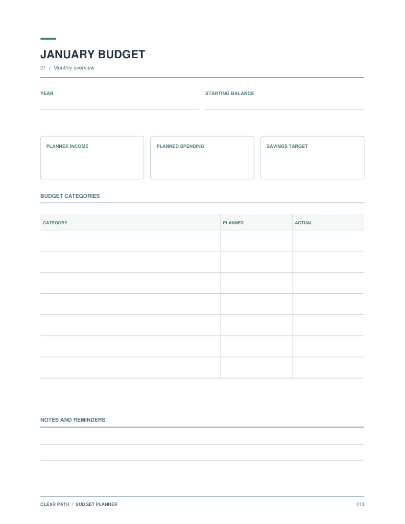 Clear Path Budget Planner