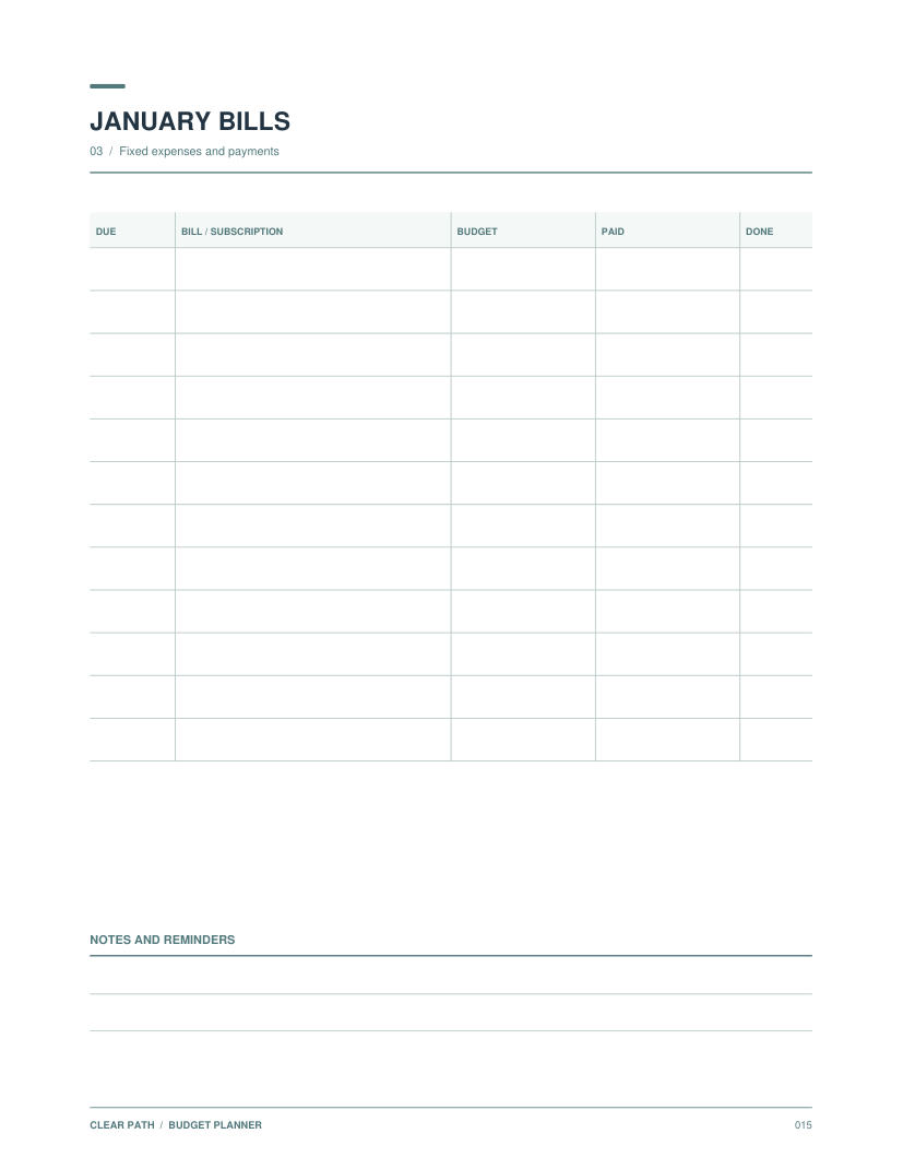Clear Path Budget Planner